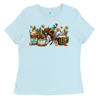 Baby Blue rodeo cowboy coffee cups Ladies Tee - OliviaCreatesArt