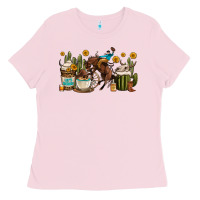 Bubblegum Pink rodeo cowboy coffee cups Ladies Tee - OliviaCreatesArt