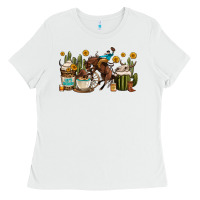 White rodeo cowboy coffee cups Ladies Tee - OliviaCreatesArt