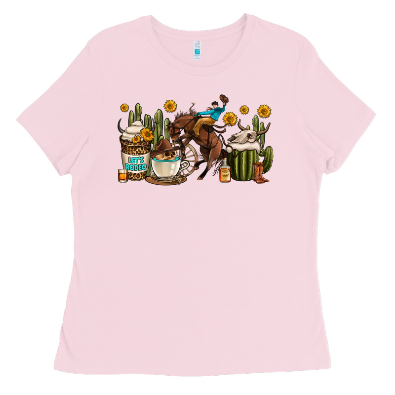 Rodeo Cowboy Coffee Cups Ladies Tee by OliviaCreatesArt | Teevron
