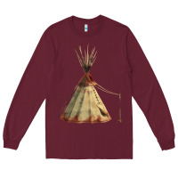 Burgundy teepe tipi Long Sleeve Tee - FaDigitalArtStudio