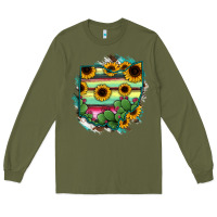 Army Green Ohio Map Sunflower Cactus Serape Long Sleeve Tee - RanaPortraitStore