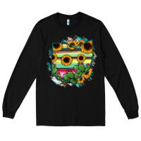 Black Ohio Map Sunflower Cactus Serape Long Sleeve Tee - RanaPortraitStore