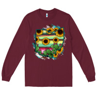 Burgundy Ohio Map Sunflower Cactus Serape Long Sleeve Tee - RanaPortraitStore