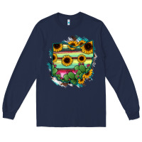Navy Ohio Map Sunflower Cactus Serape Long Sleeve Tee - RanaPortraitStore