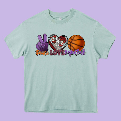 Peace Love Basketball Heavy Core Tee Designed By Howdyjamesfarm