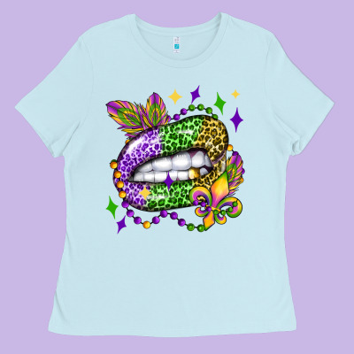 Mardi Gras Lip Olivia Ladies Tee Designed By Oliviacreatesart