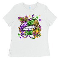 White mardi gras lip olivia Ladies Tee - OliviaCreatesArt
