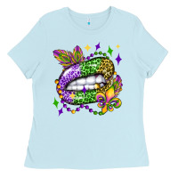Baby Blue mardi gras lip olivia Ladies Tee - OliviaCreatesArt