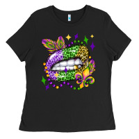 Black mardi gras lip olivia Ladies Tee - OliviaCreatesArt