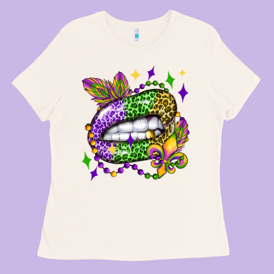 Mardi Gras Lip Olivia Ladies Tee Designed By Oliviacreatesart