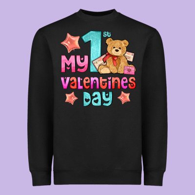 My First Valentines Day Heavyweight Sweatshirt Designed By Adodesignshop