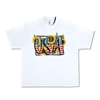 White USA 4th of July Urban Heavy Tee - FaDigitalArtStudio