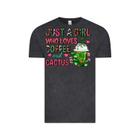 Vintage Black Just A Girl Who Loves Coffee And Cactus Frappe Vintage Tee - FaDigitalArtStudio
