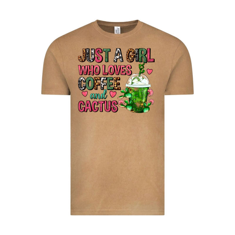 Just A Girl Who Loves Coffee And Cactus Frappe Vintage Tee by FaDigitalArtStudio | Teevron