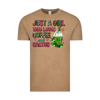 Vintage Coffee Just A Girl Who Loves Coffee And Cactus Frappe Vintage Tee - FaDigitalArtStudio