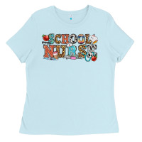 Baby Blue school nurse Ladies Tee - OliviaCreatesArt