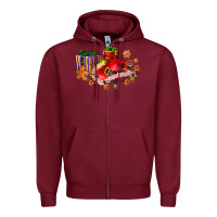 Burgundy cowgirl hat with gifts and cookies Zipper Hoodie - AdoDesignShop