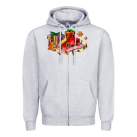 Heather Grey cowgirl hat with gifts and cookies Zipper Hoodie - AdoDesignShop
