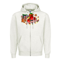 Oatmeal Heather cowgirl hat with gifts and cookies Zipper Hoodie - AdoDesignShop