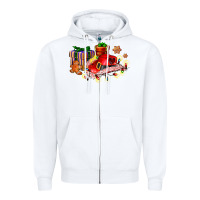 White cowgirl hat with gifts and cookies Zipper Hoodie - AdoDesignShop