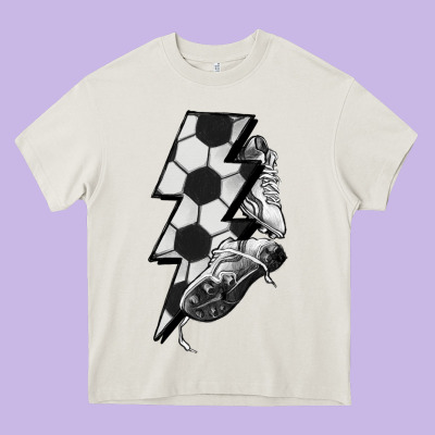 Lightning Bolt Soccer Heavy Core Tee Designed By Howdyjamesfarm