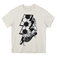 Cream Lightning bolt Soccer Heavy Core Tee - HowdyJamesFarm