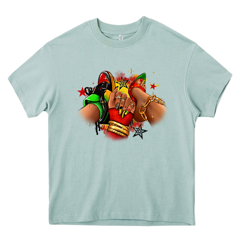 Juneteenth Sneaker And Heel Afro Woman Heavy Core Tee by RanaPortraitStore | Teevron