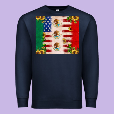 American Flag Mexico Flag Sunflower Cactus Premium Sweatshirt Designed By Jahusdesignshop