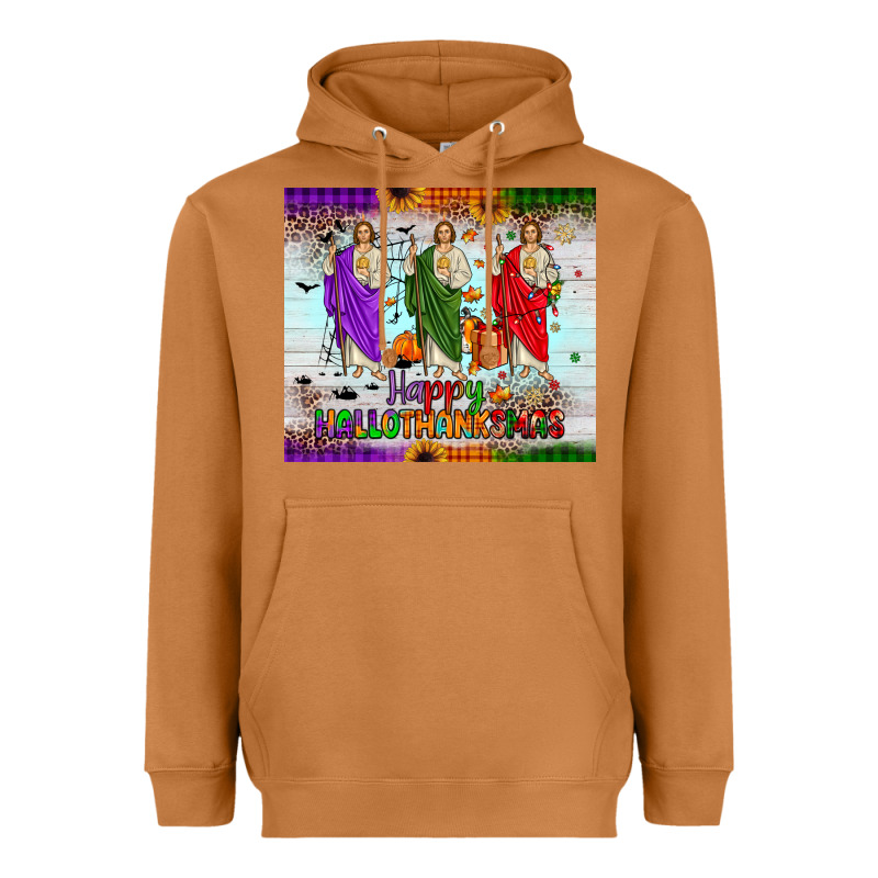 San Judas Happy  Hallothanksmas Heavyweight Hoodie by JahusDesignShop | Teevron