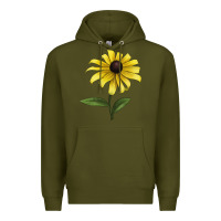 Army Green Black Eyed Susan Flower Illustrations Premium Hoodie - LillyAllenDesigns