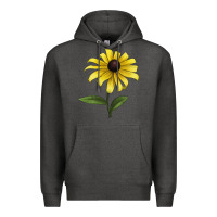 Charcoal Heather Black Eyed Susan Flower Illustrations Premium Hoodie - LillyAllenDesigns