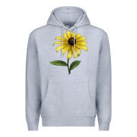 Heather Grey Black Eyed Susan Flower Illustrations Premium Hoodie - LillyAllenDesigns