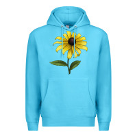 Ocean Blue Black Eyed Susan Flower Illustrations Premium Hoodie - LillyAllenDesigns