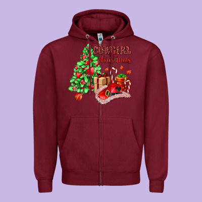 Cowgirl Christmas Zipper Hoodie Designed By Adodesignshop