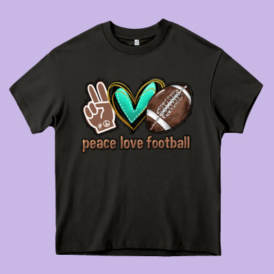 Peace Love Football Heavy Core Tee Designed By Howdyjamesfarm