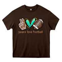 Chocolate Brown Peace love football Heavy Core Tee - HowdyJamesFarm