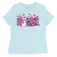 Baby Blue nurse pink christmas Ladies Tee - OliviaCreatesArt
