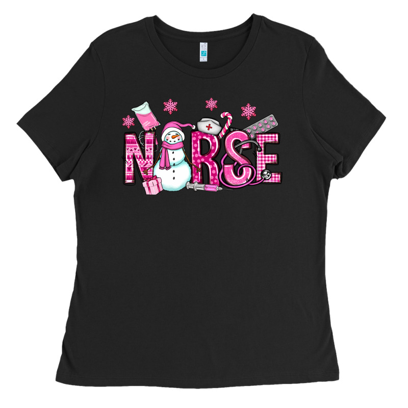 Nurse Pink Christmas Ladies Tee by OliviaCreatesArt | Teevron