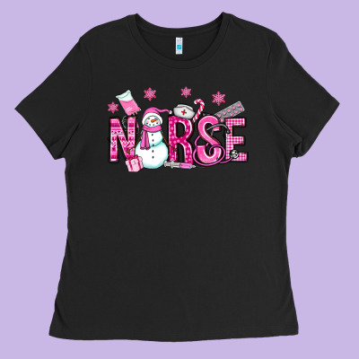 Nurse Pink Christmas Ladies Tee Designed By Oliviacreatesart