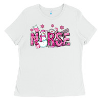 White nurse pink christmas Ladies Tee - OliviaCreatesArt