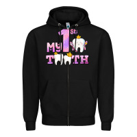 Black my first tooth with teeth for girls Zipper Hoodie - AdoDesignShop