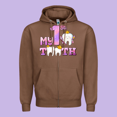 My First Tooth With Teeth For Girls Zipper Hoodie Designed By Adodesignshop