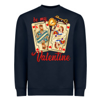 Navy be my valentine with playing cards and key Heavyweight Sweatshirt - AdoDesignShop