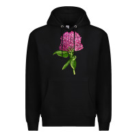 Black Red Clover Illustrations Premium Hoodie - LillyAllenDesigns