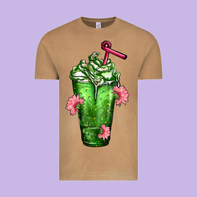 Western Cactus Cold Frappe Vintage Tee Designed By Fadigitalartstudio