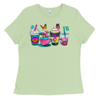 Matcha tie dye coffee cups Ladies Tee - OliviaCreatesArt