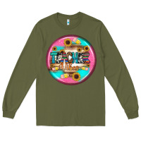 Army Green teacher vibe earrings Long Sleeve Tee - BundleAndBundleShop