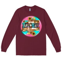 Burgundy teacher vibe earrings Long Sleeve Tee - BundleAndBundleShop