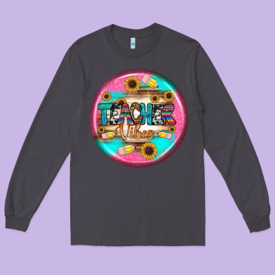 Teacher Vibe Earrings Long Sleeve Tee Designed By Bundleandbundleshop